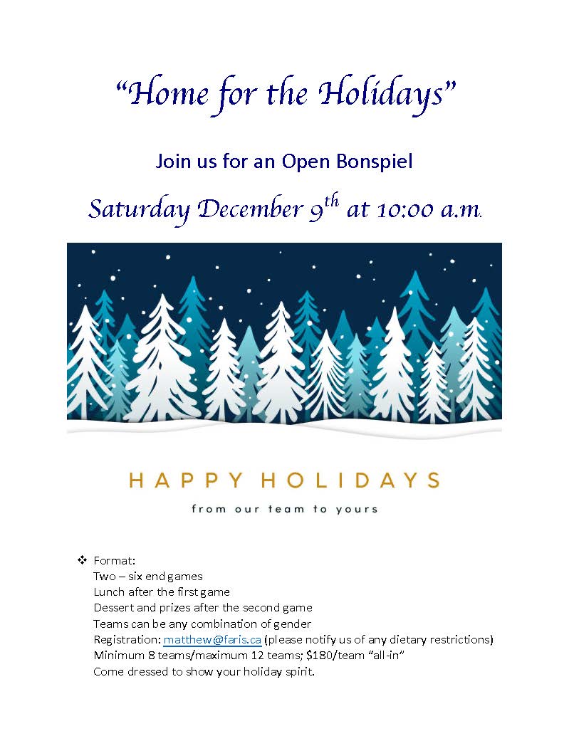 Home for the Holidays bonspiel flyer 2023